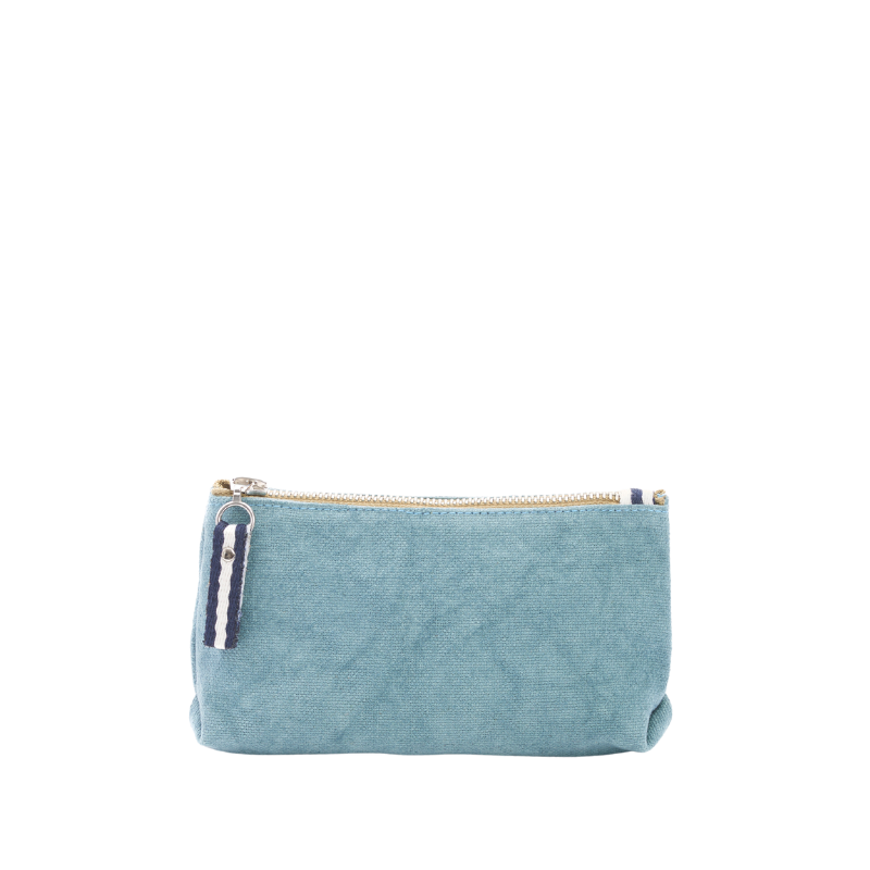 trousse pochette coton bleu français