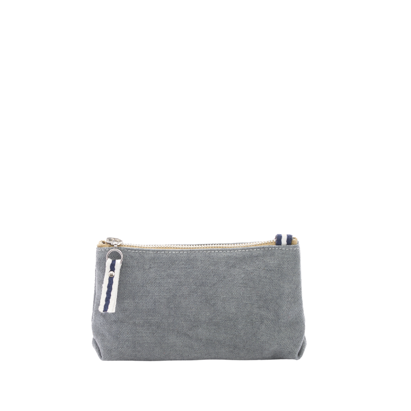 trousse pochette coton gris
